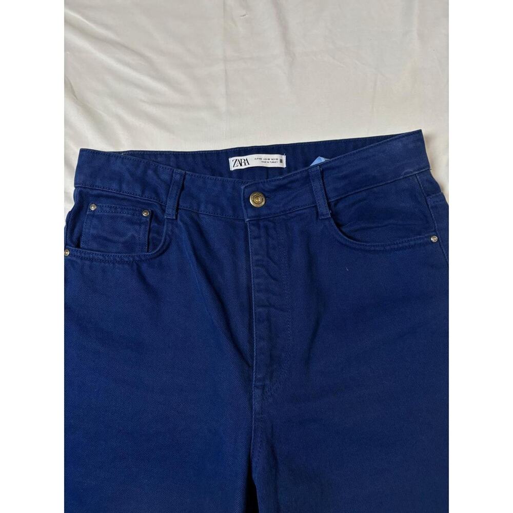 Zara Cobalt Blue High Waisted Straight Leg Jeans SZ 10